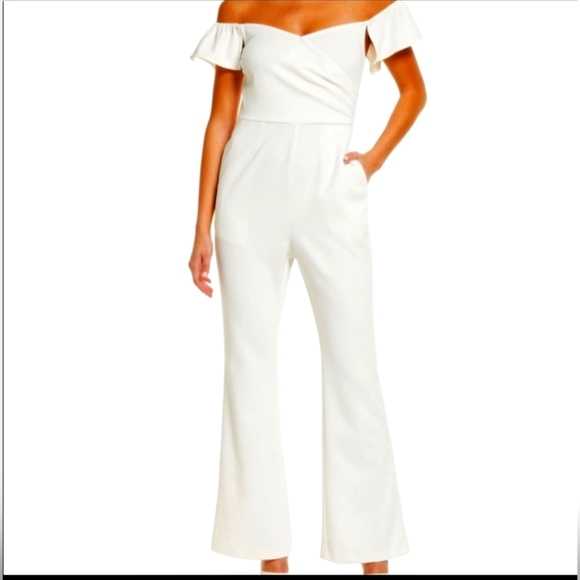 Chelsea28 Pants - Chelsea 28 Off shoulder white jumpsuit size M